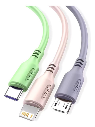 Cable Usb 3 En 1 Multicolor Rápido Y De Alta Calidad 1.2 M