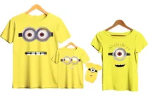 Comprar Kit Familia Filme Camisetas+babylook+body 4 Peças Minions