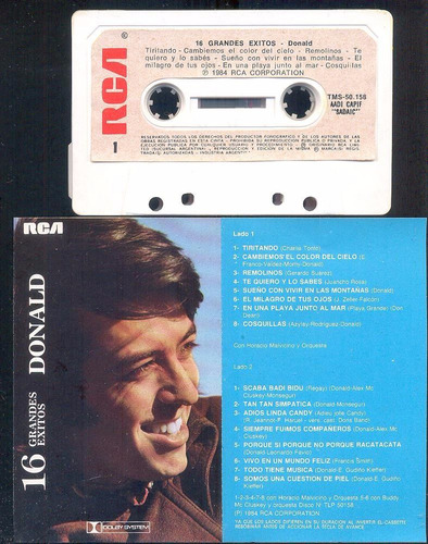 Cassette De Audio - Donald - 16 Grandes Exitos - 1984 - Rca