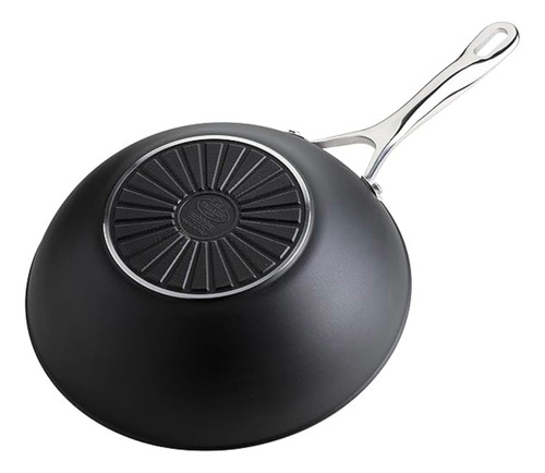 Sartén Wok Alba De Aluminio Con Titanio Ballarini 30 Cm Color Negro