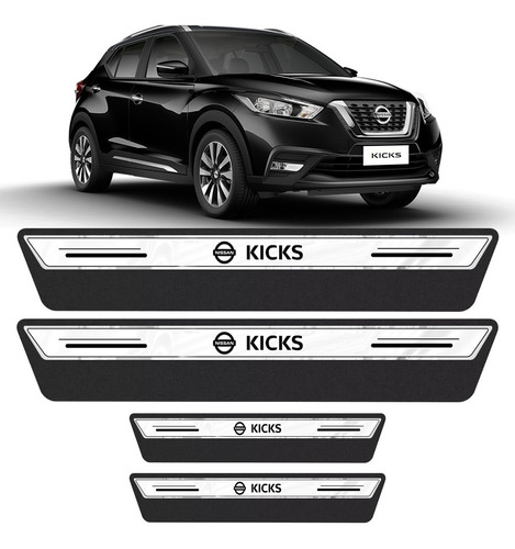 Soleira Protetora Porta Nissan Kicks 2016 Á 2018 Prata Plati