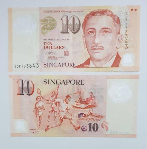 Billetes Mundiales: Singapur 10 Dolares Polímero 2005 Futbol