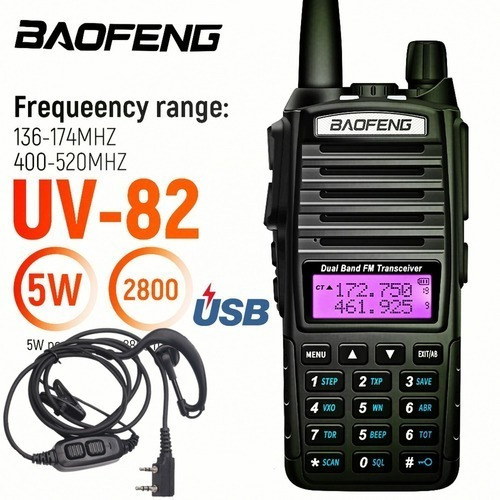 Walkie Talkie Baofeng Uv82 De Longo Alcance Uhf Vhf Cor Preto