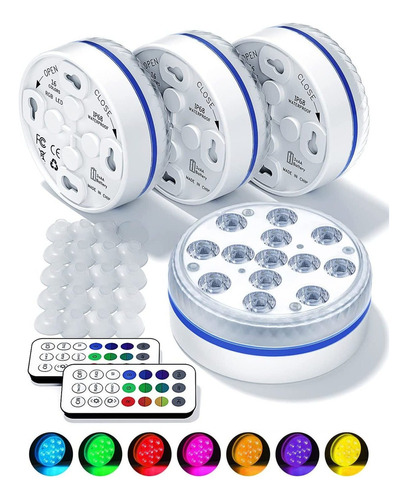 4packs De Luces Led Sumergibles Luces De Punto Con Pilas T