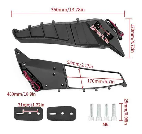 Espejo Retrovisor Ala 12v Para Honda Cbr 300r 600f4 125r