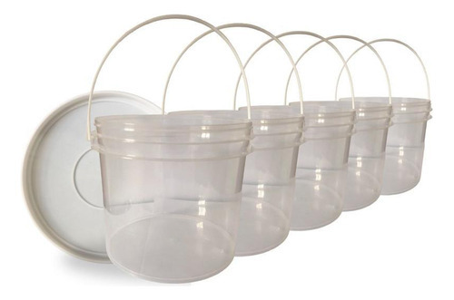 Pote para alimentos Nastripack Balde campo grande transparente 2.2l 5 pçs 2L branco