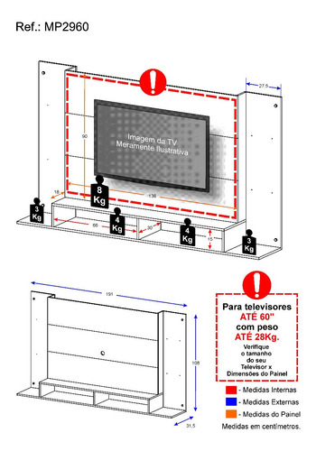 Imagen 4 de 6 de Panel De Tv Paraiso De Hasta 60 Pulgadas Color Louro Freijo