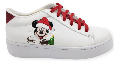 Tenis Casual Navidad Mickey Bordado Chicos Y Grandes Unisex