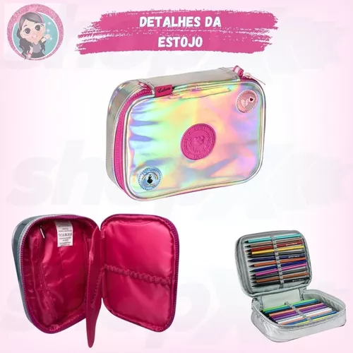 Comprar Conjunto Mochila Escolar holográfica Luluca + Estojo + Lancheira -  Brinquedos Para Crianças