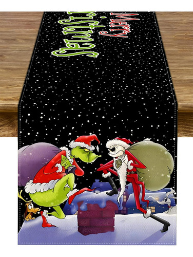 Camino De Mesa Con Texto En Inglés «merry Christmas» «the Ni