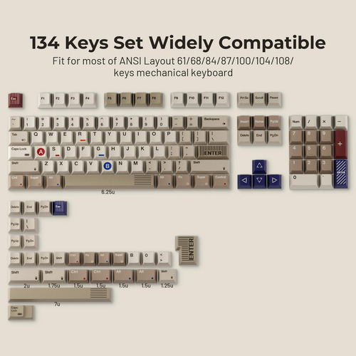 Ohy Pbt Keycaps, Xvx Retro Keycaps 75 Por Ciento, S-sublimat