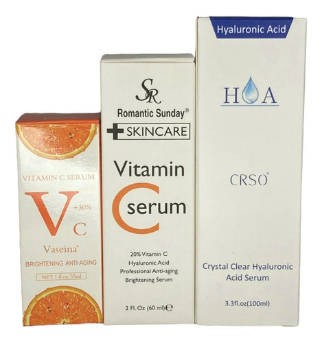  Pack Antiedad  Serum Facial Acido Hialuronico + Vitamina C 