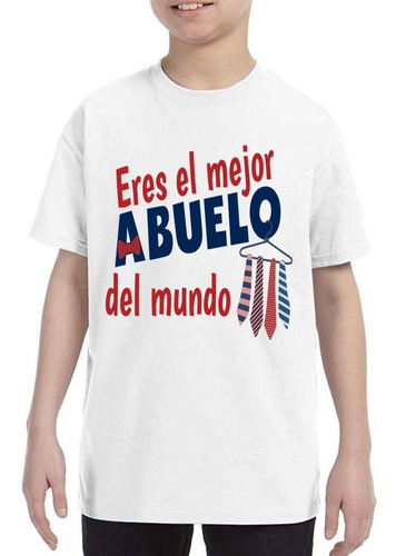 Remera De Niño Frase Eres El Mejor Abuelo Del Mundo Corbata