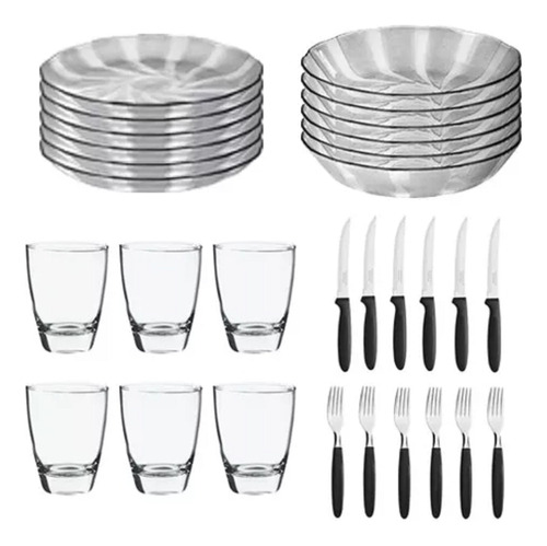 Set Vajilla Completo Vasos Platos Cubiertos Rigolleau 30pz