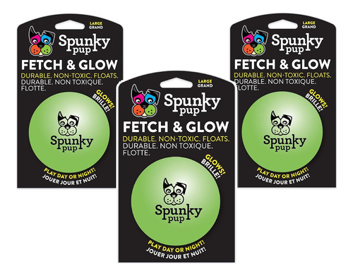  3 Pack  Spunky Cachorro Fetch Y Pelota De Glow   Grande 