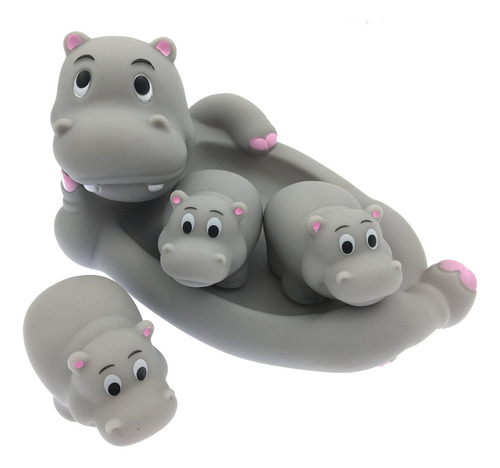 Playmaker Toys Goma Hipopótamo Family Bañera Toy Pals Tam. Color Gris