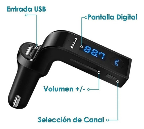 Bluetooth Transmisor Fm Auto Cargador Usb 3.5 Manos Libres