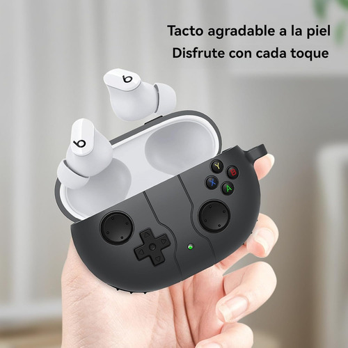USDILU Funda Case Para Beats Studio Buds+ 2023 y Buds 2021 Uso Rudo Protector + Limpiador Juegos Carcasa Diseño Con Llavero Color Negro