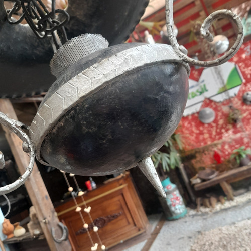 Imagem 8 de 10 de Lustre Antigo Ferro Feito A Mão Rústico Medieval Restauro