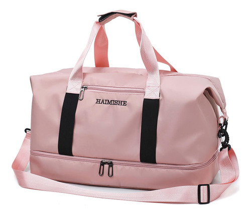 Bolsa Mala De Mão Feminina Masculina Viagem Gym Esportiva Acambamento Dos Ferragens Metal Cor Rosa Cor Da Correia De Ombro Rosa Desenho Do Tecido Liso