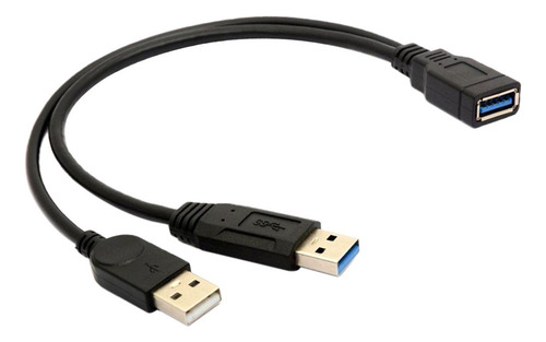 Negro Usb 3.0 Hembra A 2 Usb Macho Cable Divisor De