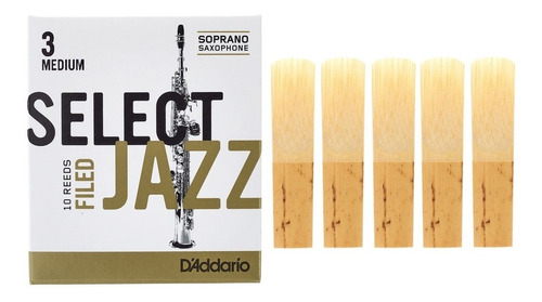 Kit 5 Palhetas Select Jazz - Filed - Sax Soprano 3 Medium