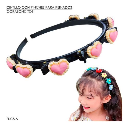 Cintillos Con Pinches Para Peinados Coreanos Corazoncitos