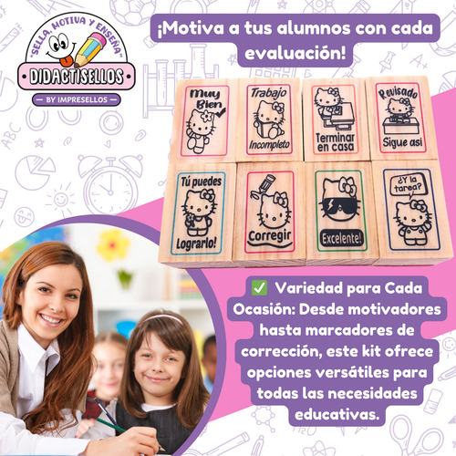 Sellos Didacticos Para Maestros Varios Modelos Sin Tinta Kitty