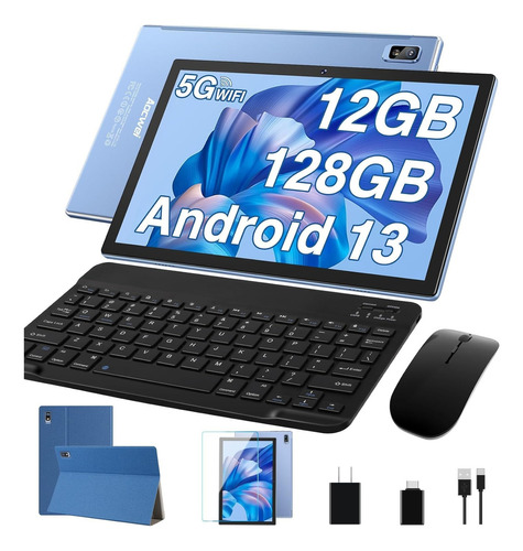 Tablet  con funda Aocwei Tablet X900 10.1" 128GB azul y 12GB de memoria RAM