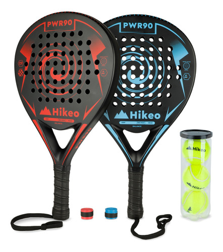 Palas Padel Con Pelotas Fundas Grips 2 Raquetas Y Accesorios Color Negro