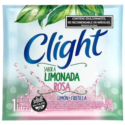 Jugo En Polvo Clight Limonada Rosa Vitaminas Sin Tacc X20