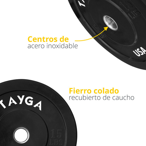 Par Disco Olímpico Bumper Negro 15 Lbs Halterofilia Tayga