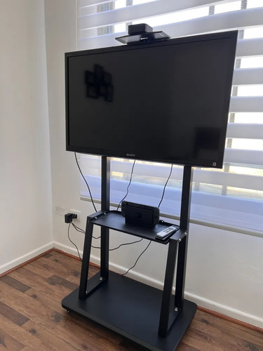 Soporte Madera Tv Movil Con Ruedas 32 A 70 Base Pedestal