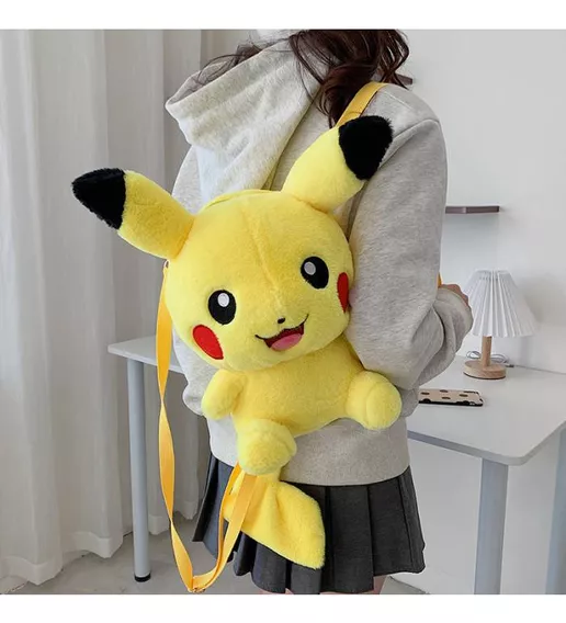 Mochila Escolar Kawaii Anime Pokemon Pikachu Peluche