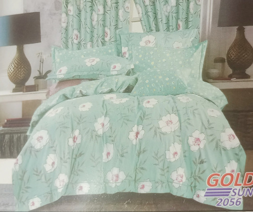 Imagen 6 de 10 de Colcha Set 7 Piezas + 2 Cortinas + Juego Sábanas