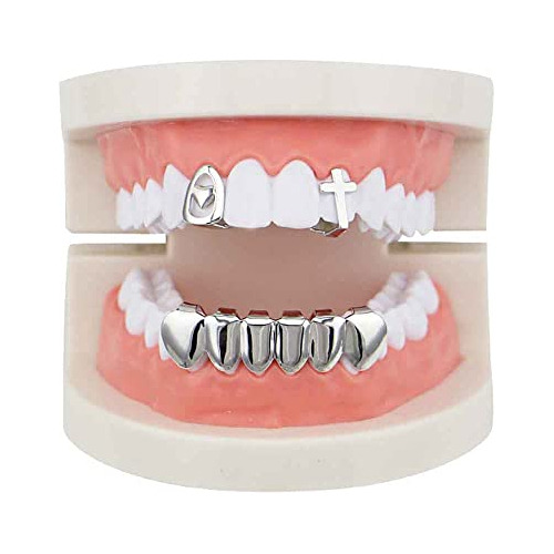 Grillz En Forma De Corazón Para Dientes + Colmillos Vampiro