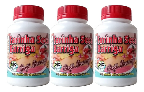 Farinha Seca Barriga C/goji Berry 3 Frascos Com 120 Cápsulas