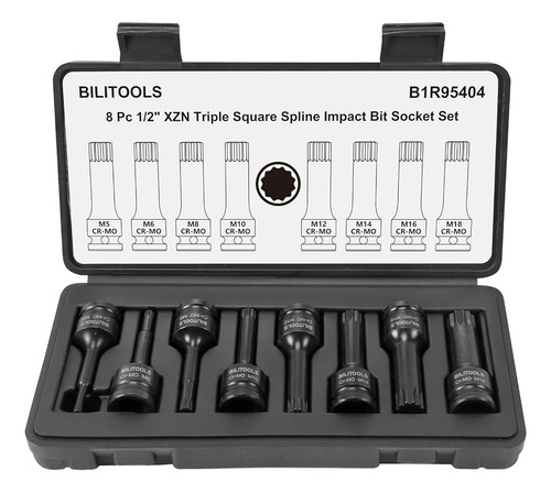 Bilitools 8-piece Impact Xzn Triple Square Spline Bit Socket