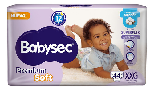 Pañales Babysec Premium Soft Talle Xxg 44u