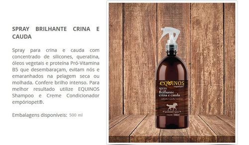 Imagem 1 de 1 de Spray Brilhante Cauda E Crina Equinos Empóriopet 500 Ml