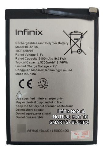   Bateria Infinix Note 8; Note 8i, Hot 10; Smart 6 - Bl-51bx