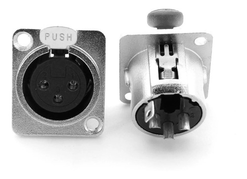 Plug Conector Starcable Xlr Fêmea P/ Painel Cromado  101.8.6