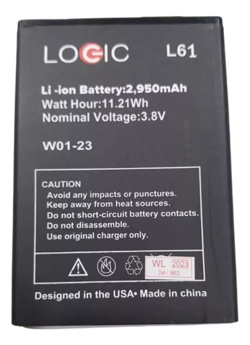 Pila Bateria Logic L61 30dia Garantia Somos Tienda Física 