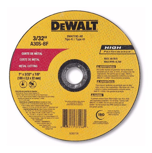 Disco Dewalt Corte Metal 7 Dw4719c