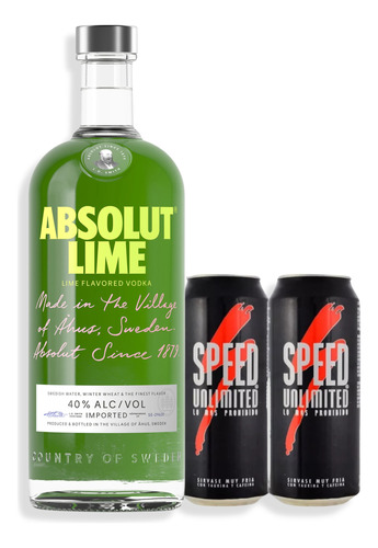 Combo Absolut Lime 700ml + 2 Speed Unlimited 473ml