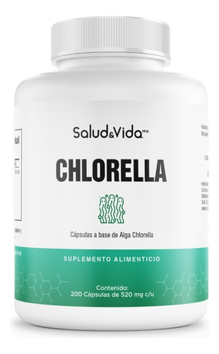 Salud&Vida MX Alga Chlorella 1500mg por Porción (3 Cápsulas) | Pared celular rota | 200 Cápsulas | Con chlorella Orgánica | Sin Gluten y Sin OMG