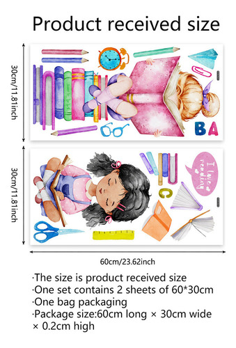 Pegatinas De Pared Para Niñas, Libros, Lectura Del Amor, Flo