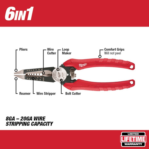 Pinza Pelacable Combinada 6 En 1 Milwaukee 48-22-3079