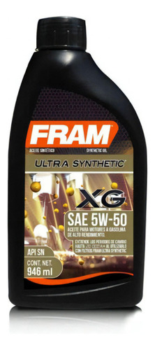 Aceite Sintetico Fram 5w50 Api Sn 946ml