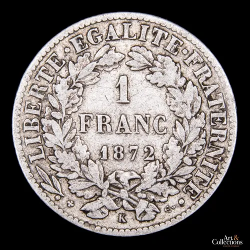 Francia, Franc, 1872. Plata. Bordeaux. K Grande. Vf (Usado)